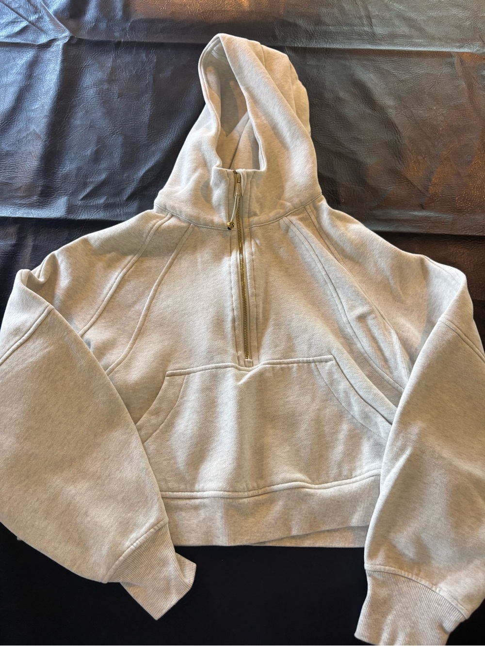 lululemon athletica Light Gray Half-Zip Hoodie scuba cropped